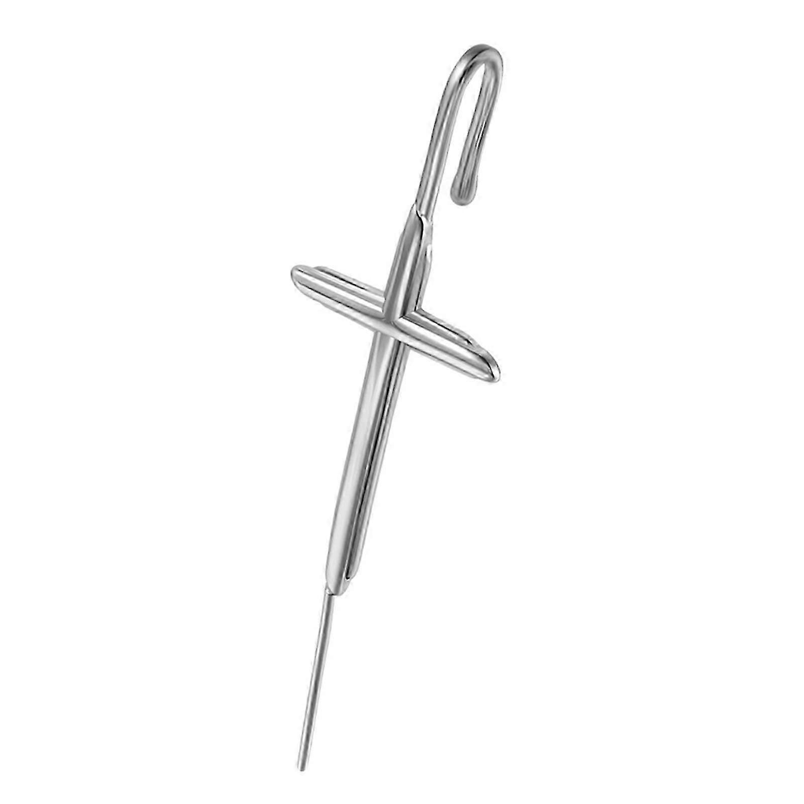 Diagonal Line Style Piercing Ear Cuff Stainless Steel Earrings with Slanted Piercing Feature for Fashion Enthusiasts