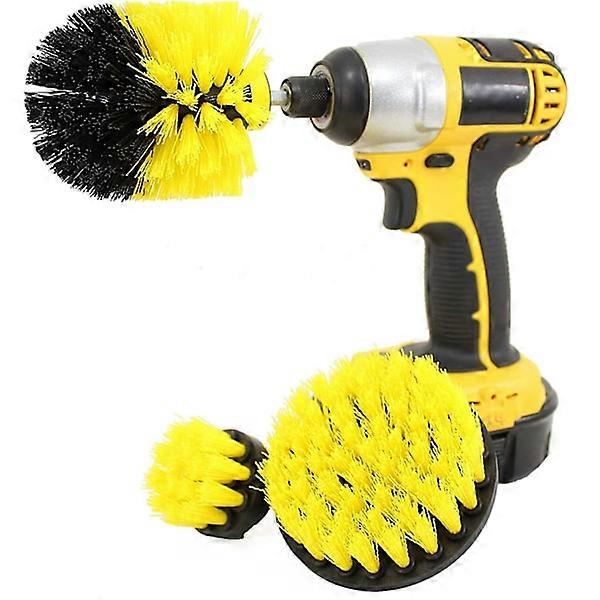 Brush set for screwdriver for cleaning tiles/joints/f... yellow