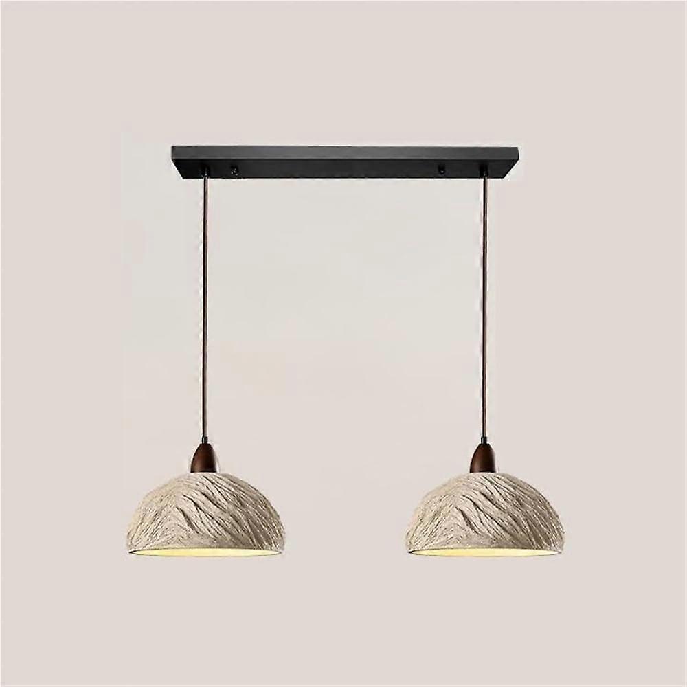 2Light Japanese Wabi Sabi Pendant Light, Microcement Chandelier with Adjustable Hanging Height