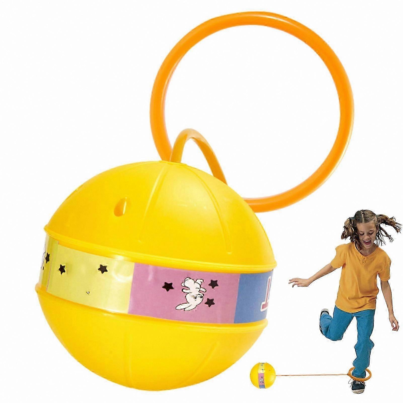 LED Light-Up Ankle Jump Ball for Kids & Adults - Yellow Outdoor Fitness Toy with Bounce Rope