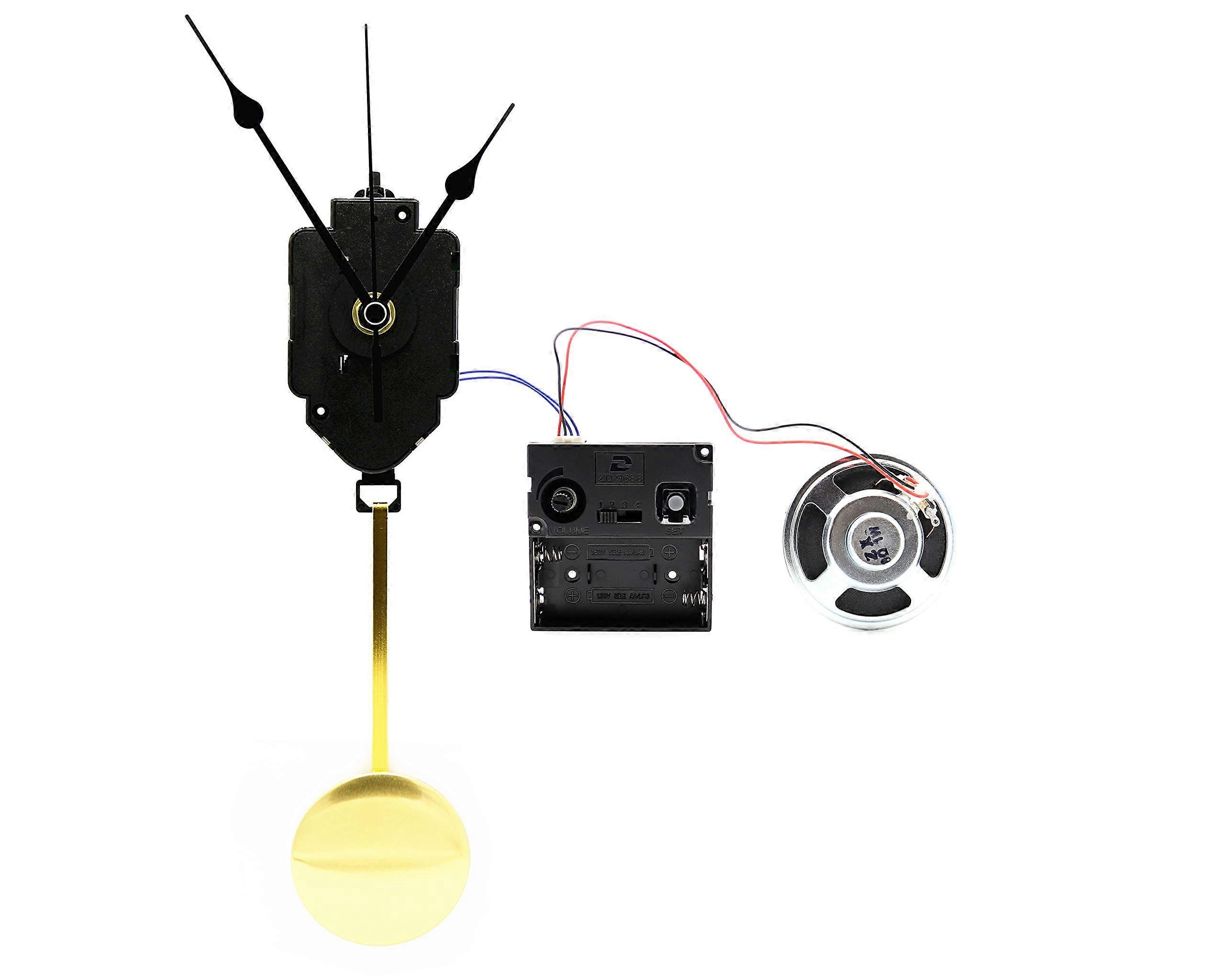 Pendulum Clock Movement with Hands, Westminster Chime, Quartz Precision, Adjustable Shaft Length