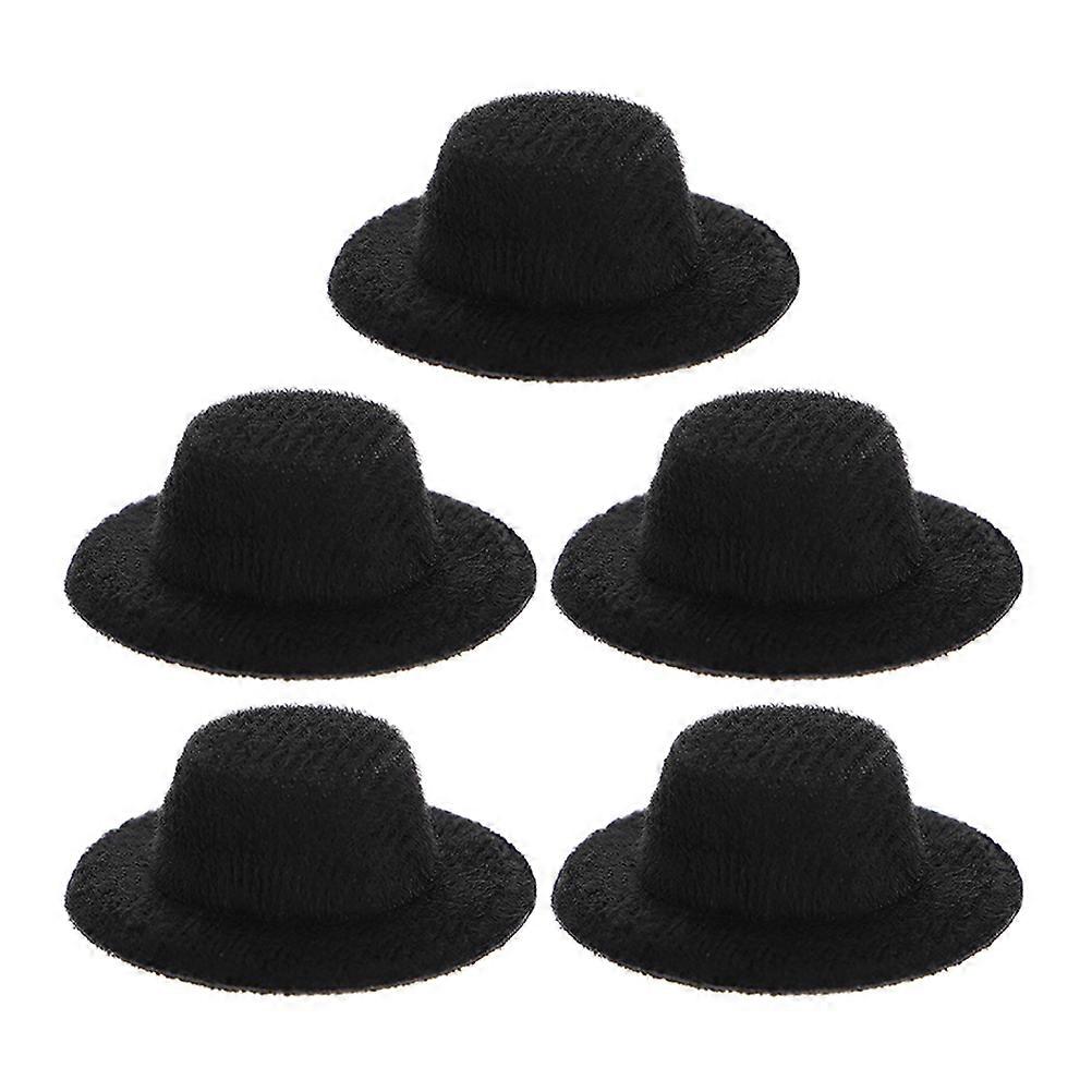 Mini Hat Mini Formal Hats for Doll Decor 5Pcs Black Fabric