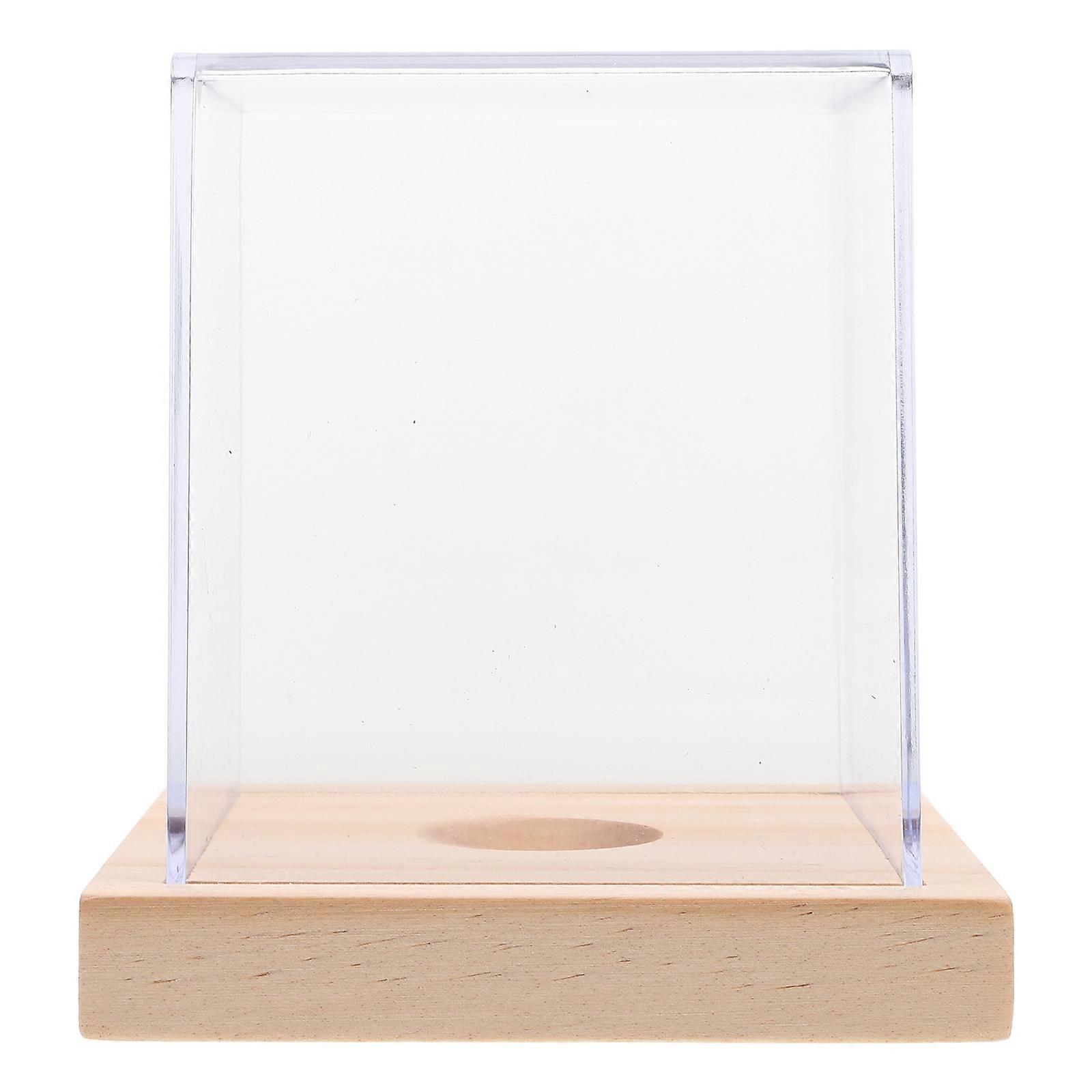 Softball Box Clear Acrylic Display Case for Storage with Wooden Base