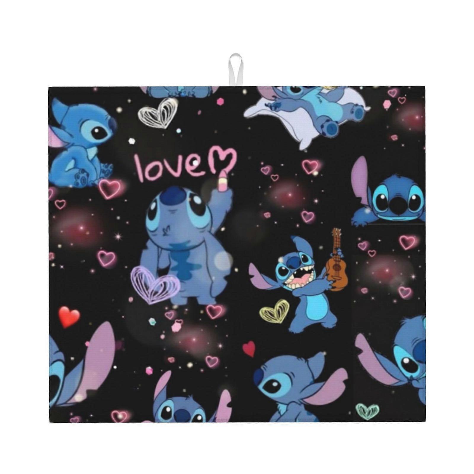 Love Stitch Dish Drying Mat For Kitchen Counter, Microfiber Dish Mat, Fast Absorbent Draining Pad