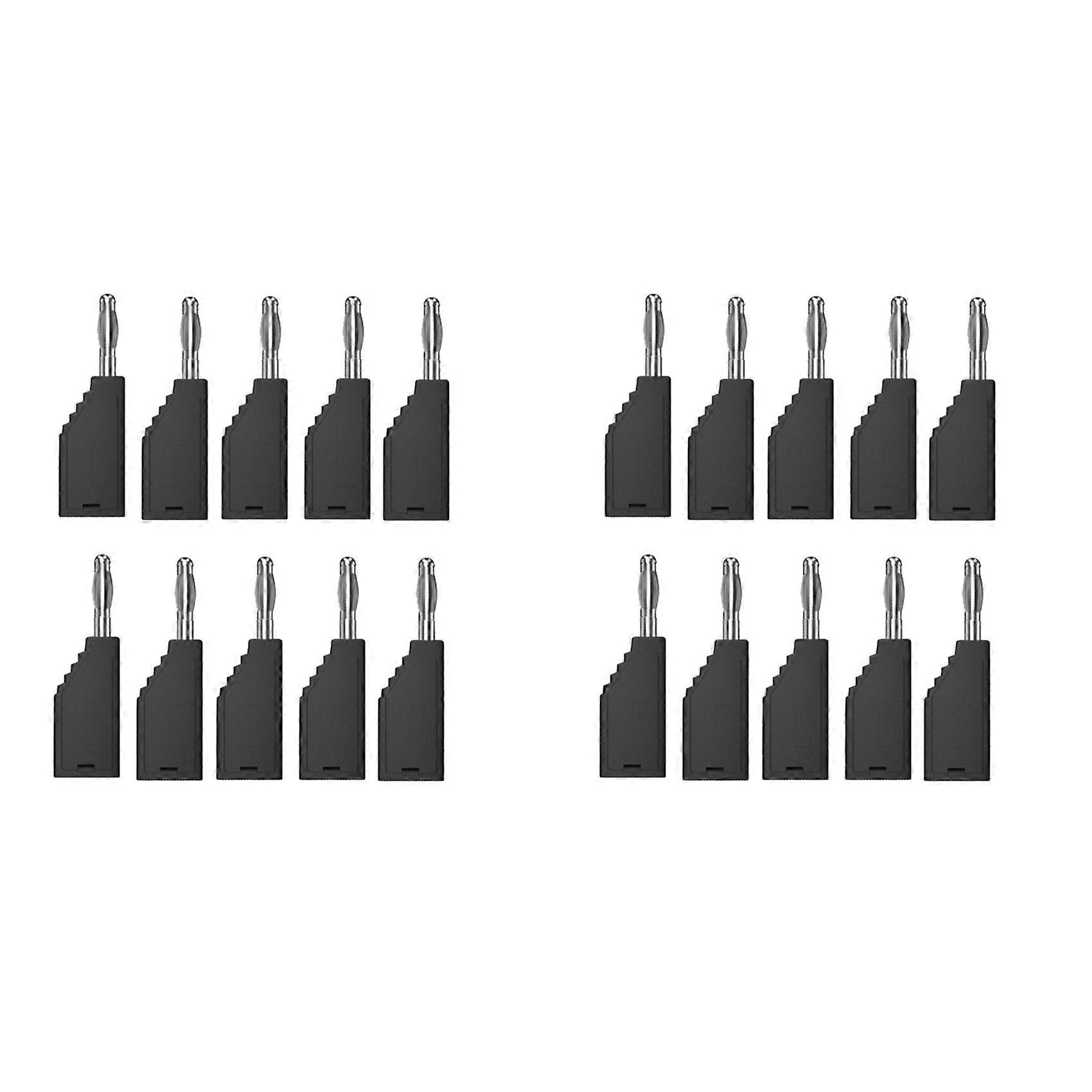 20pcs Connector Plug J.10054 4mm Stackable Plug Banana Plug Face Connector Wire Multi-Function Plugs,Black