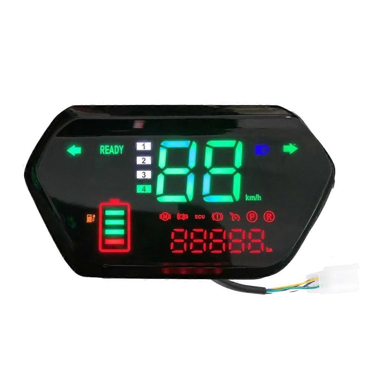 60V Universal Motorcycle Digital Speedometer Tachometer Odometer with Fuel Gauge