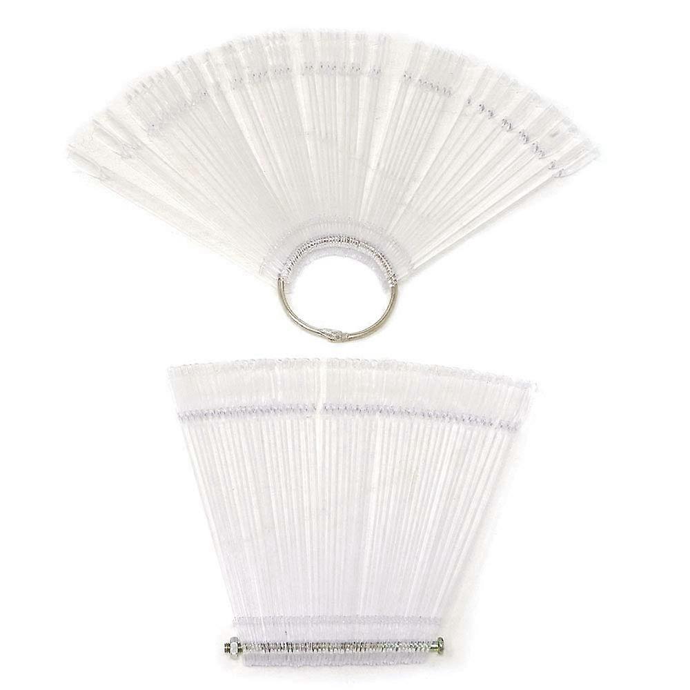 100pcs Transparent Nail Art Display Sticks with Ring, FanShaped Nail Polish Swatch for Salon