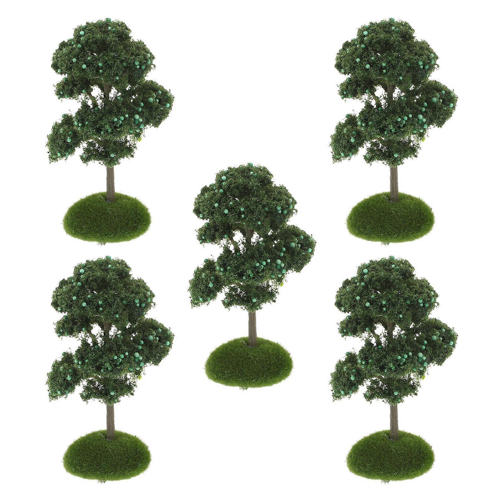 5pcs Artificial Fruit Tree Miniature Model Trees for Architectural Model and Railway Scenery Green Plastic