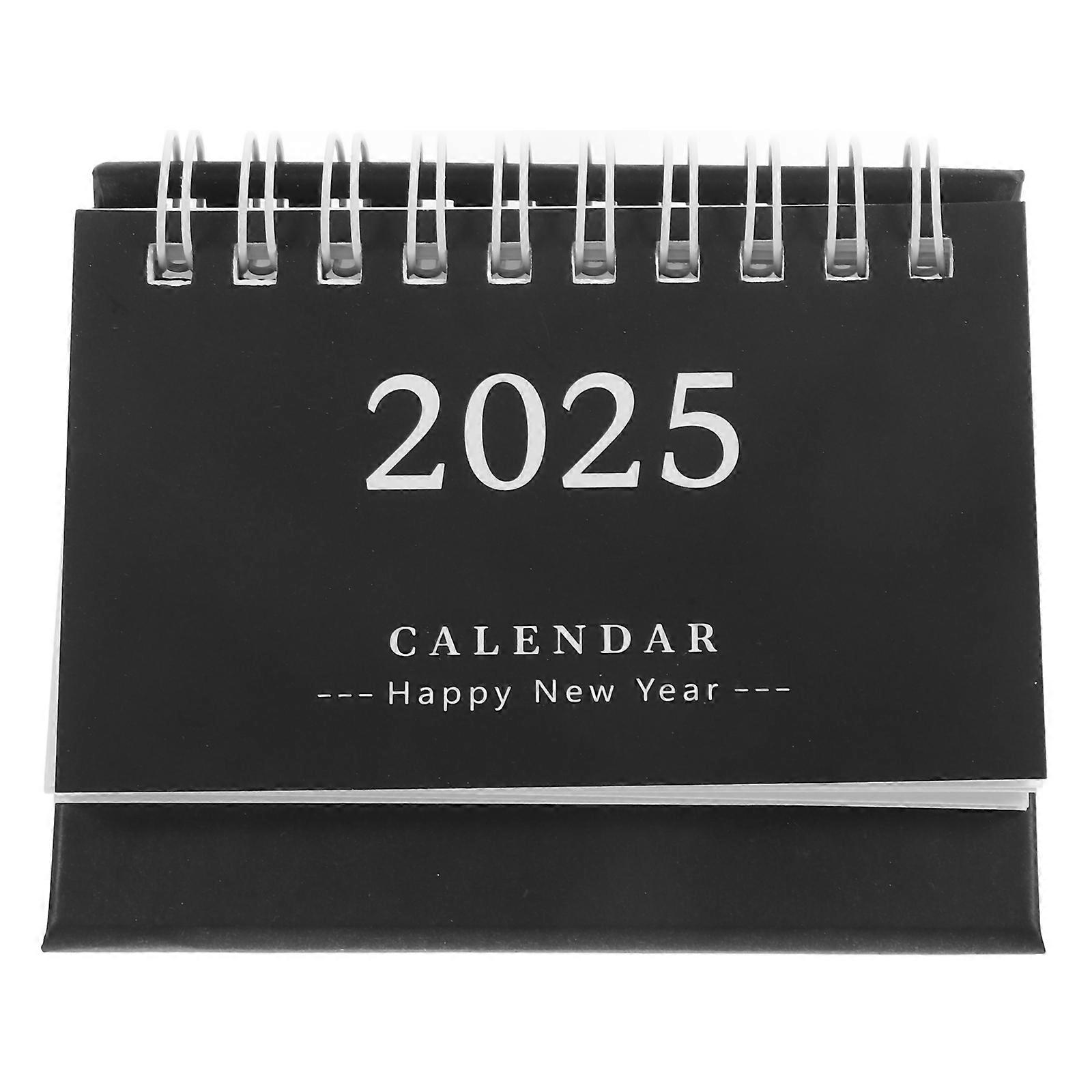 Black Small Desk Calendar for Daily Use Paper Desktop Calendar Ideal for Home Office Size 5.5 x 8.5 Inches