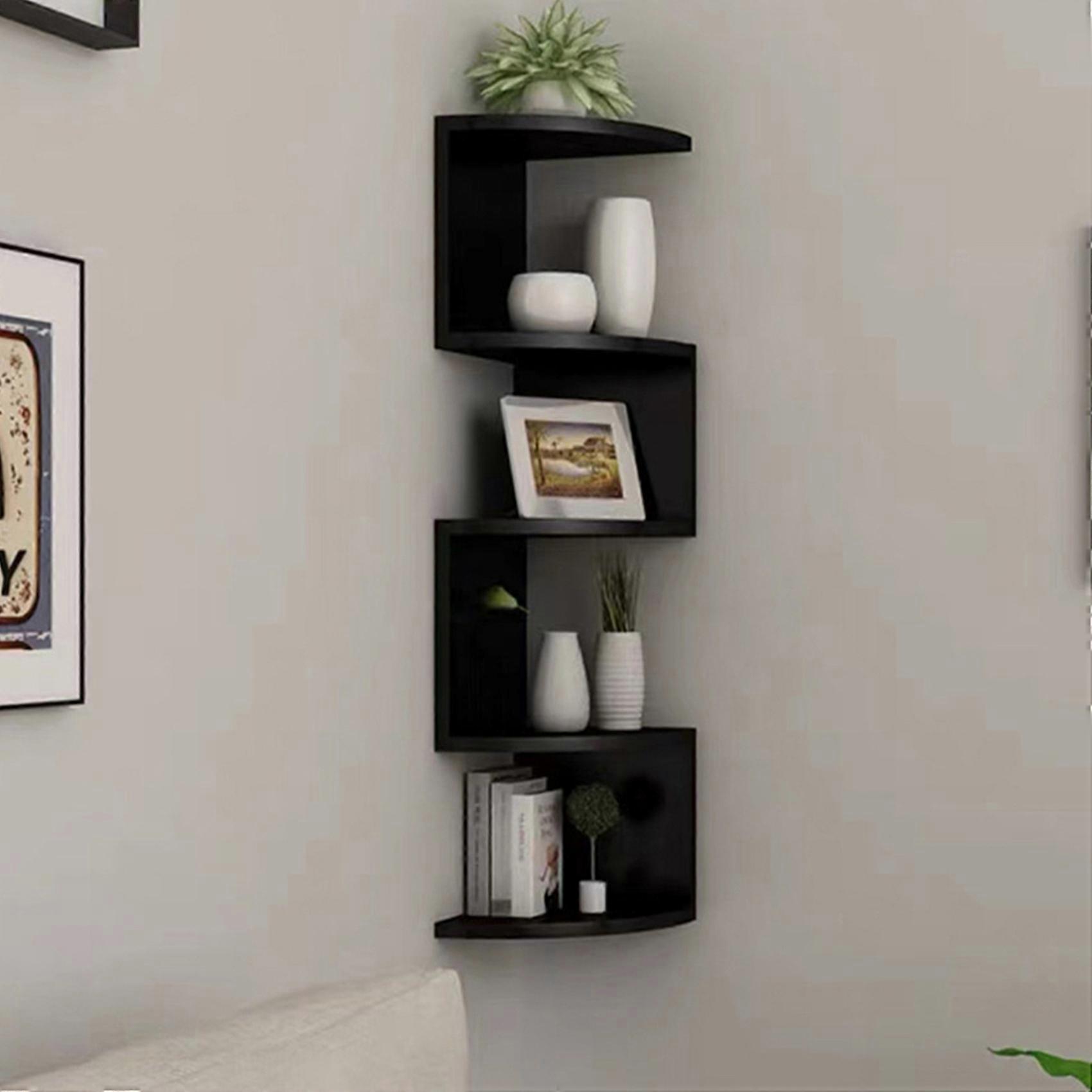 2X Wall Mounted Corner Storage Rack Classic Wall Rack 5 Layers Semicircular Partitions A