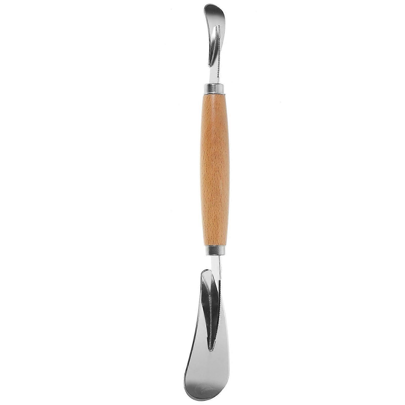 Stainless Steel Orange Peeler with Wooden Handle for Quick Citrus Peeling and Fruit Shape Preservation