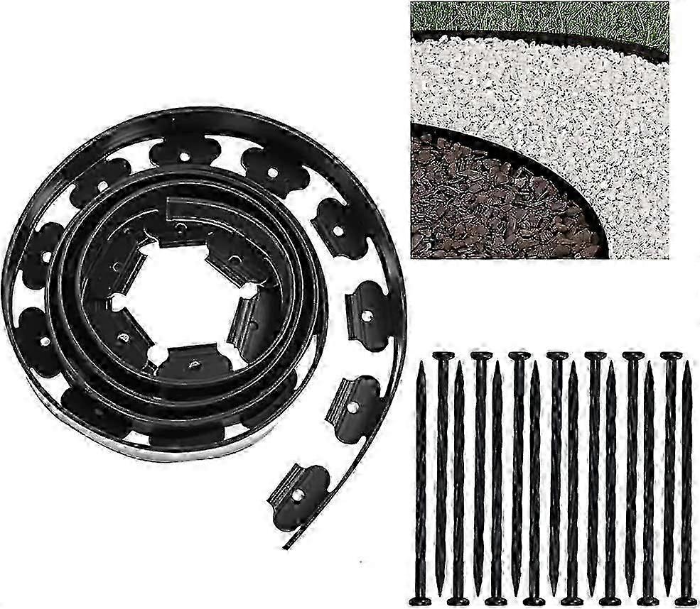 5m Flexible Garden Border, Plastic, Height 5cm, Black, for Lawn Edging