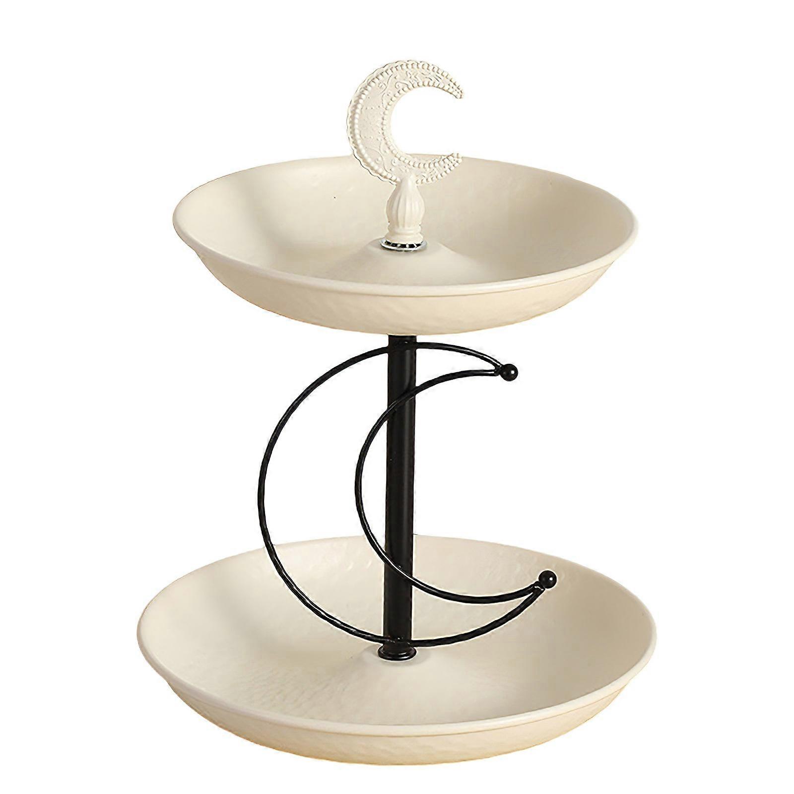 Iron Fruit Bowl with Two Level Snacks Serving Tray Display Plate Space Saving Solution Perfect for Coffee Table Multicolor