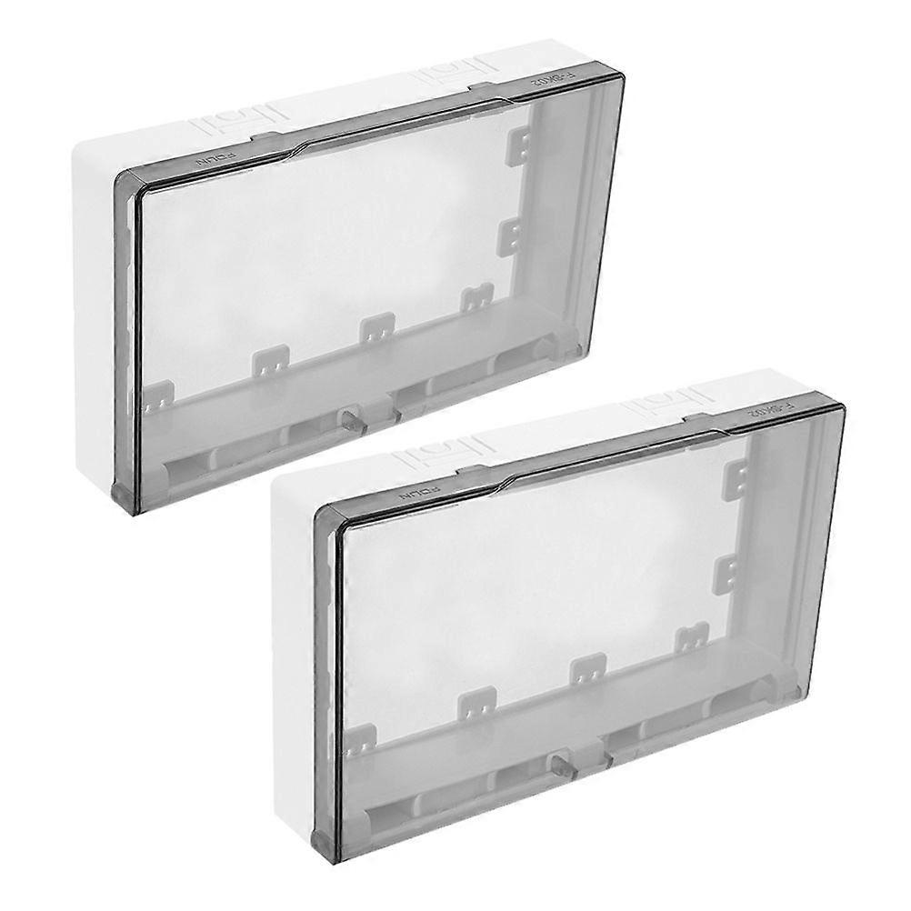 2pcs Ultra-Thin Waterproof 2-position Outlet Covers Self-Adhesive Socket Protection Covers Easy Installation Wall Socket Waterproof Boxes