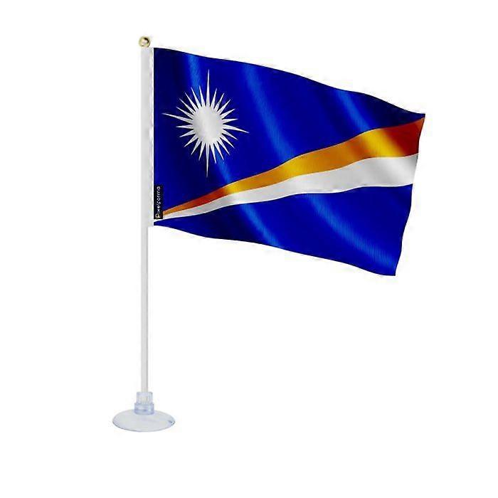 Mini Flag of the Marshall Islands – Suction Cup – 14 x 21 cm – For Smooth Surface – Polyester – 1 piece