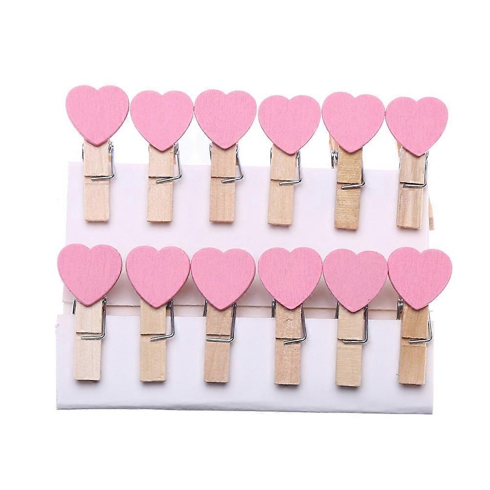 100 mini clips de madera con forma de corazón de colores para decoración.