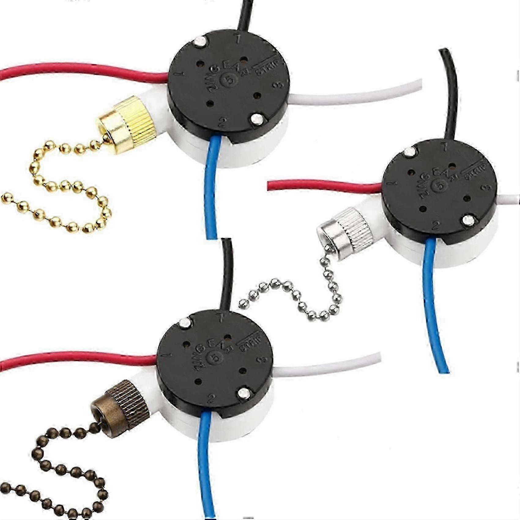 2025 3 Pcs Ze-208S E89885 3 Speed 4 Wire Pull Chain Switch Ceiling Fan Light Switch Replacement Part,A js