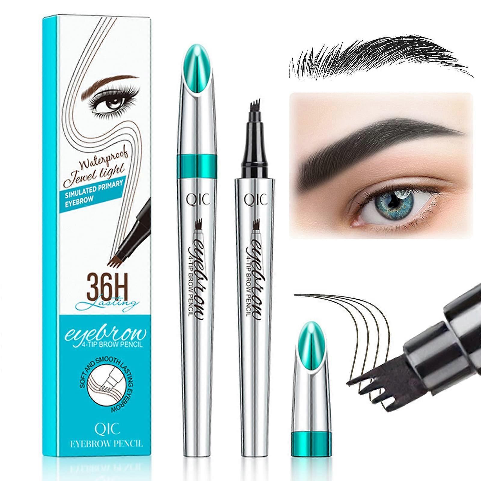 Microblading Eyebrow Pencil Waterproof Smudgeproof Microfork Tip Longlasting Brow Definition 4# Black