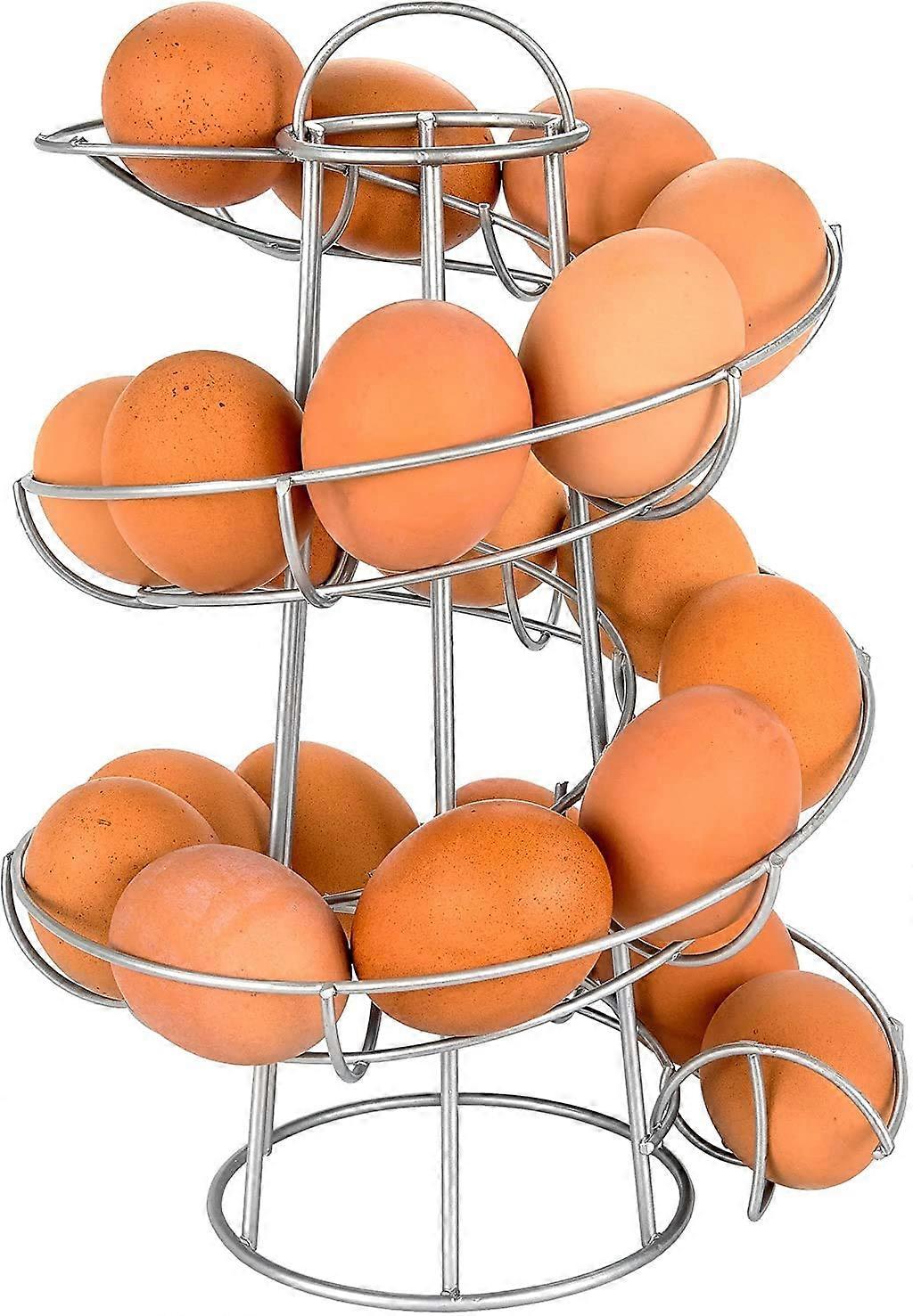 Deluxe Spiral Egg Holder for Kitchen, Brown Stylish SpaceSaving Storage Rack