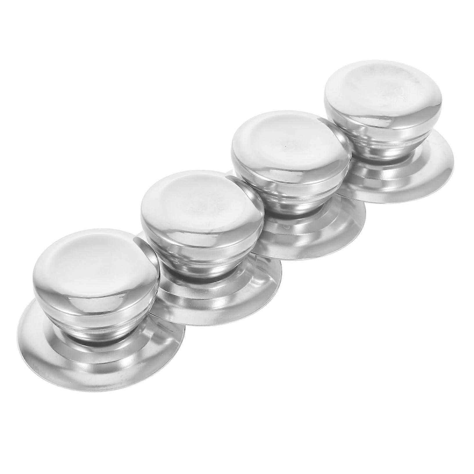 4pcs Stainless Steel Pot Lid Replacement Knobs, Heat Resistant Universal Handles, Ergonomic Grip