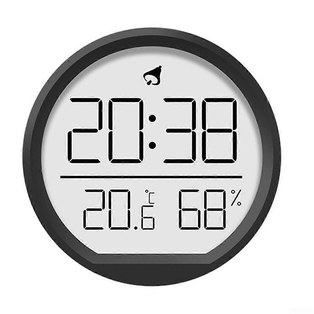 Digital Thermometer Hygrometer Clock with Magnetic Back and Foldable Stand for Fridge or Desk (Black)