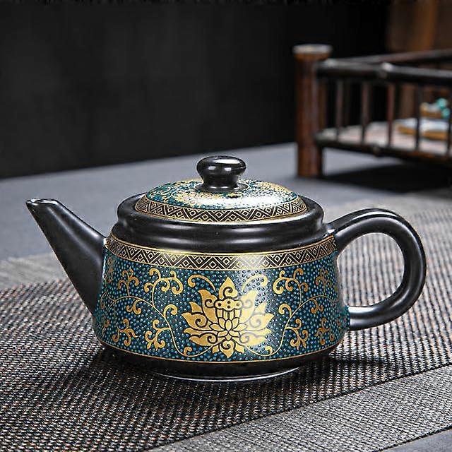 Matte Black Ceramic Teapot Set with Elegant Classical Design for Home, Office and Tea Ceremony
