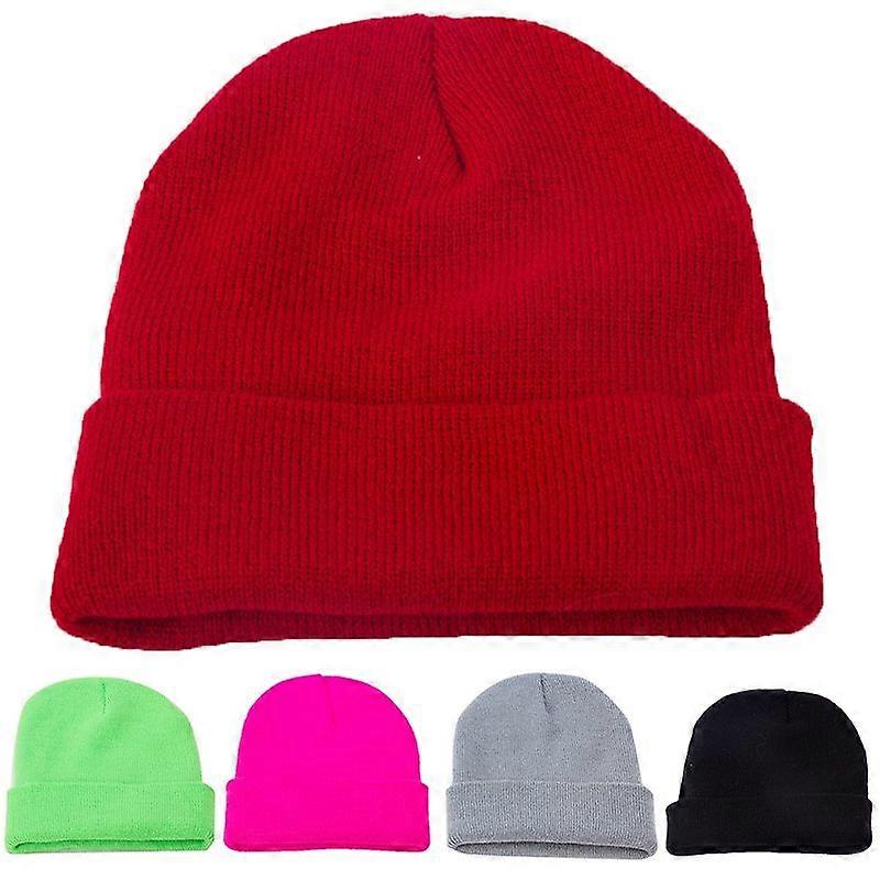 Chic Girl Winter Fall Solid Color Cuffed Woolen Yarn Knitted Warm Hat Cap Beanie