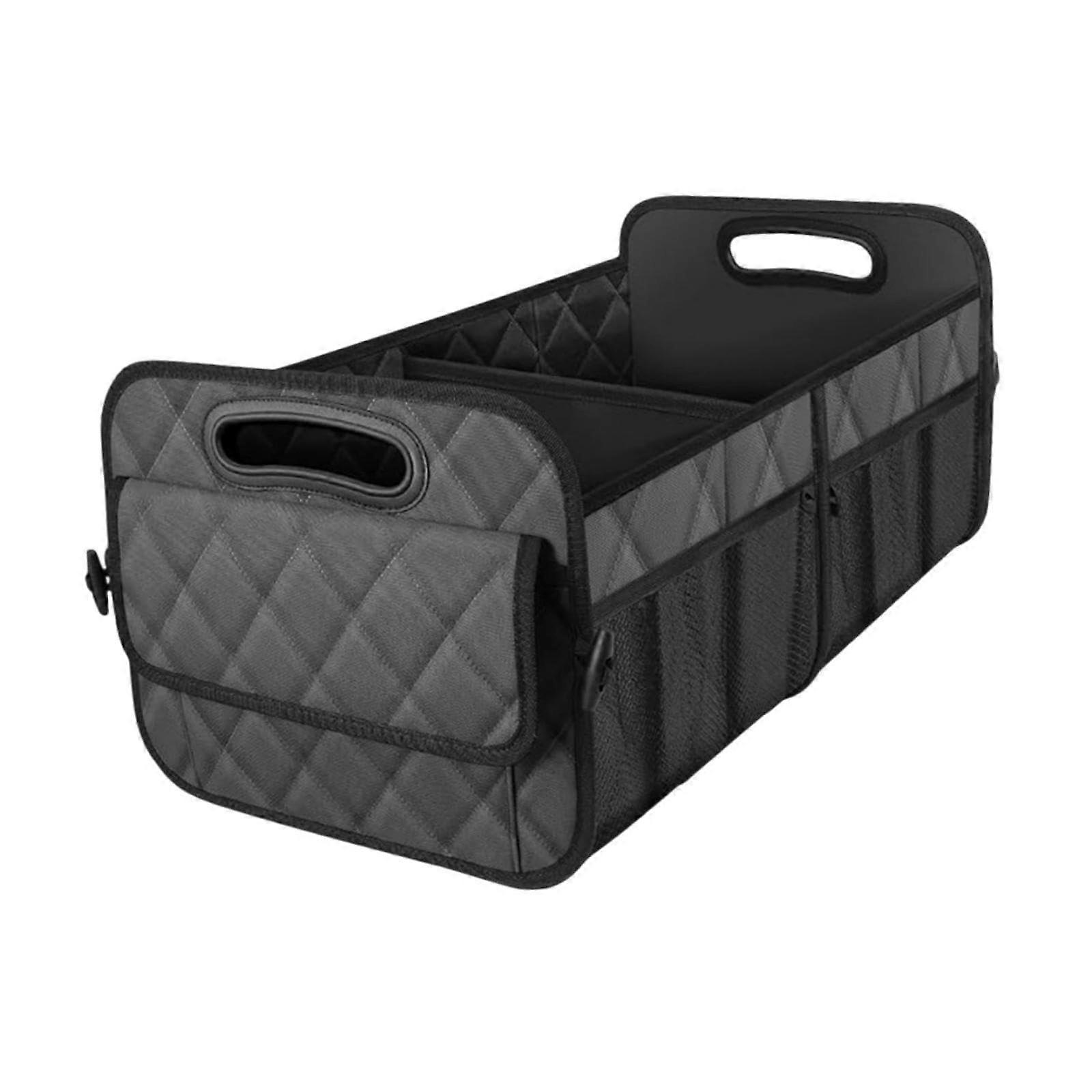 Foldable Waterproof Car Trunk Organizer with Multiple Compartments and Universal Fit, Black