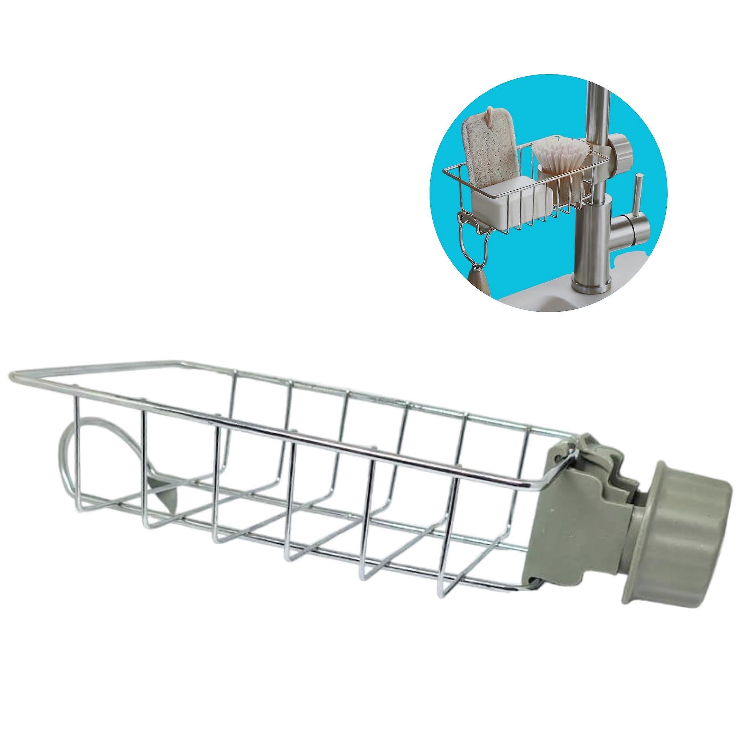 Kitchen Sink Organizer with Soap and Sponge Holder for Clutter Faucet Area Storage