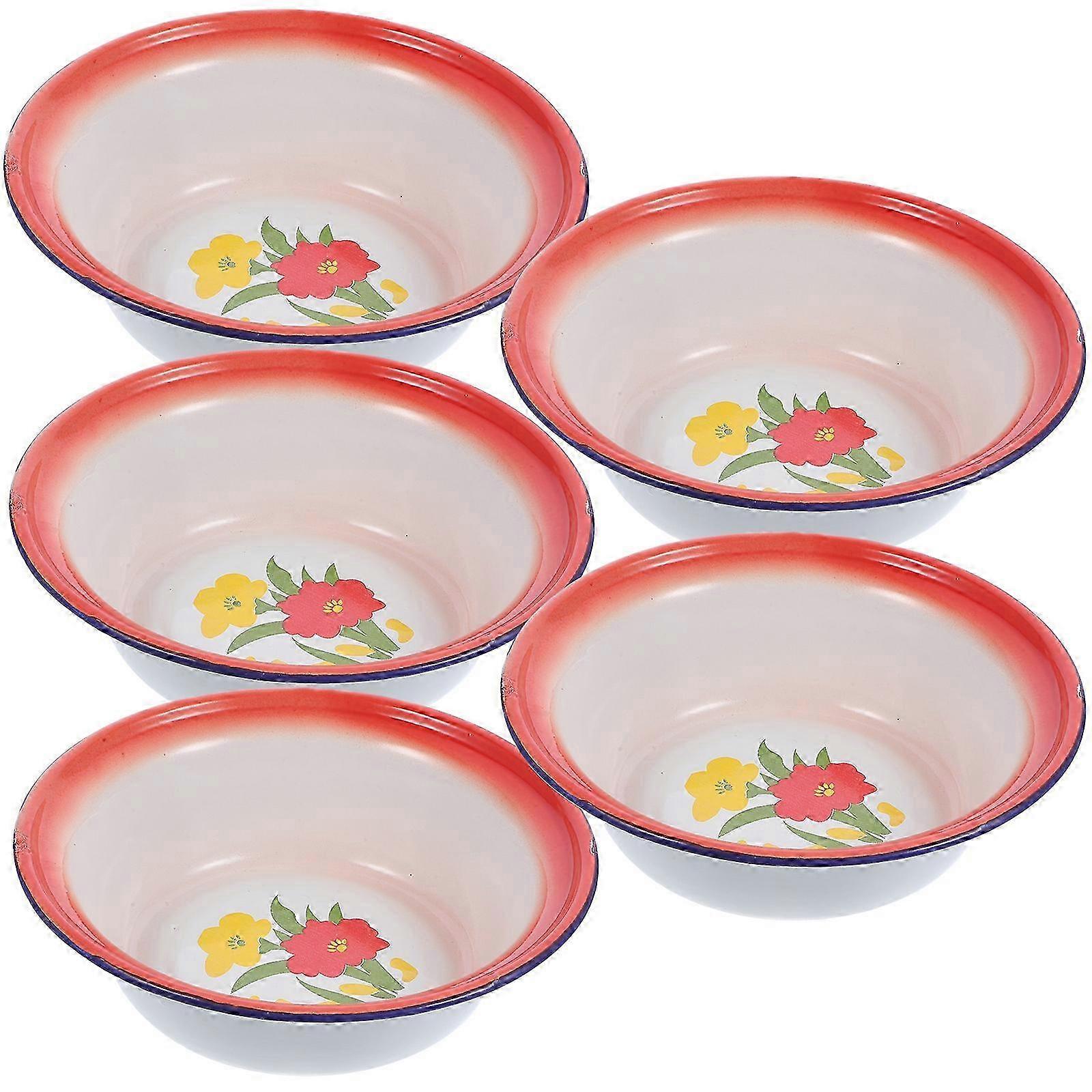 Kitchen Soup Serving Bowl Enamel Bowls For Fruit Serving 5Pcs