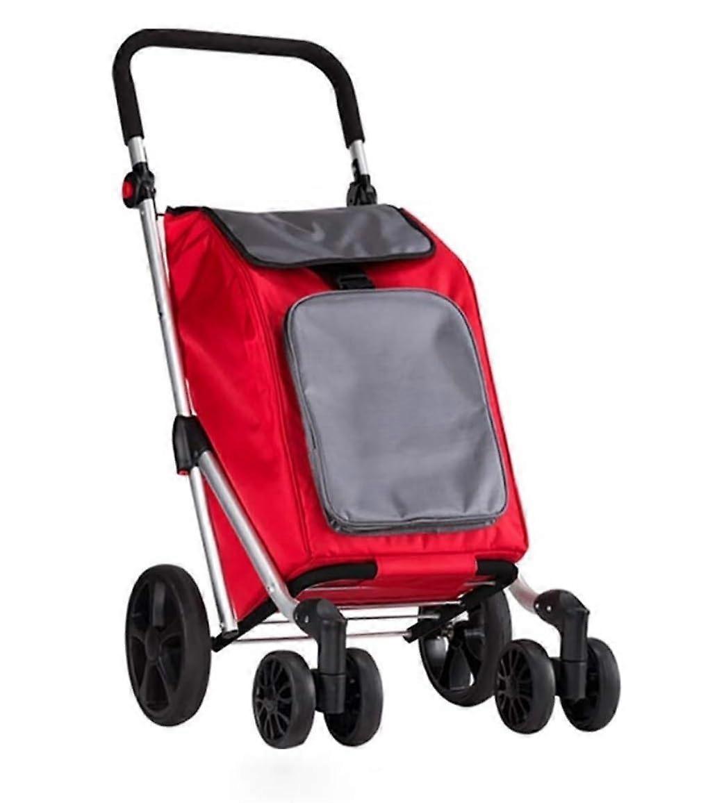 Folding Shopping Cart with Wheels, Waterproof Trolley with Adjustable Handle and Lightweight Frame
