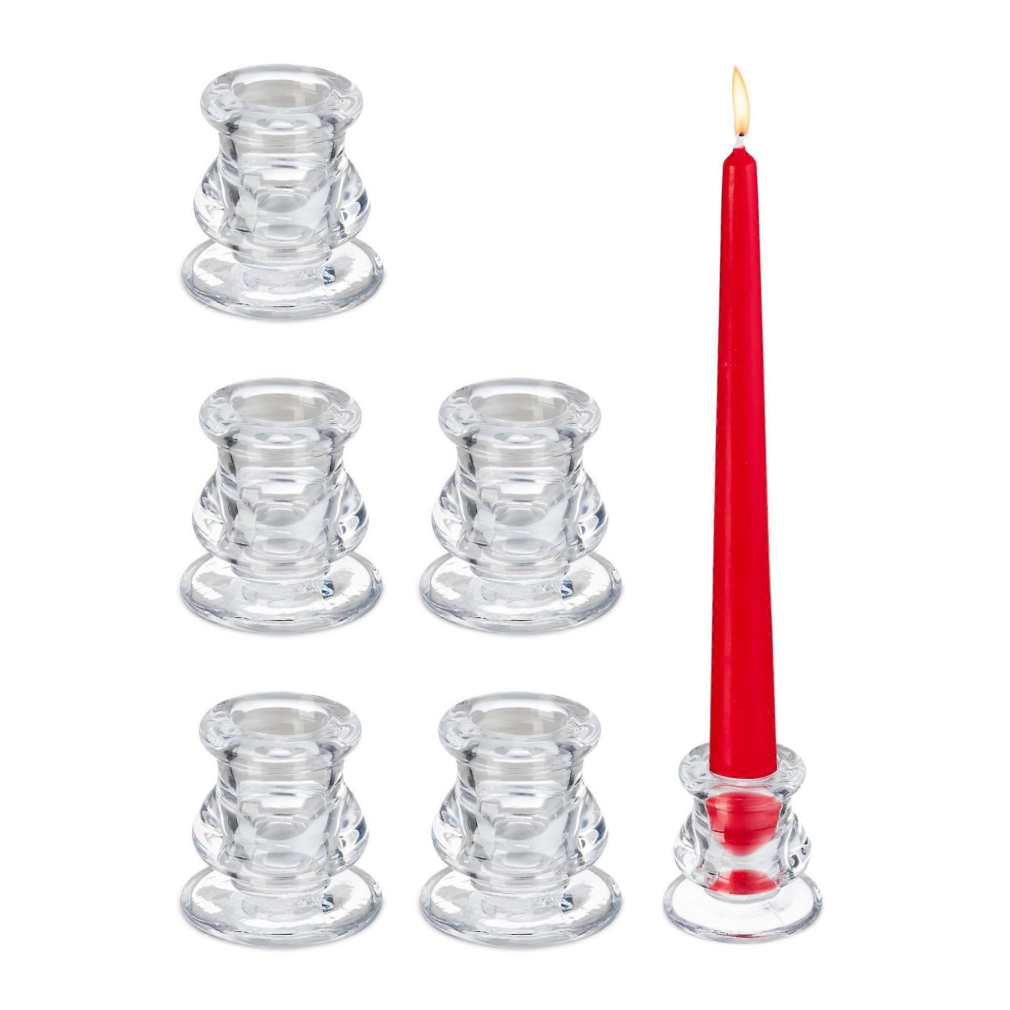 Glass candlestick with 6 pcs