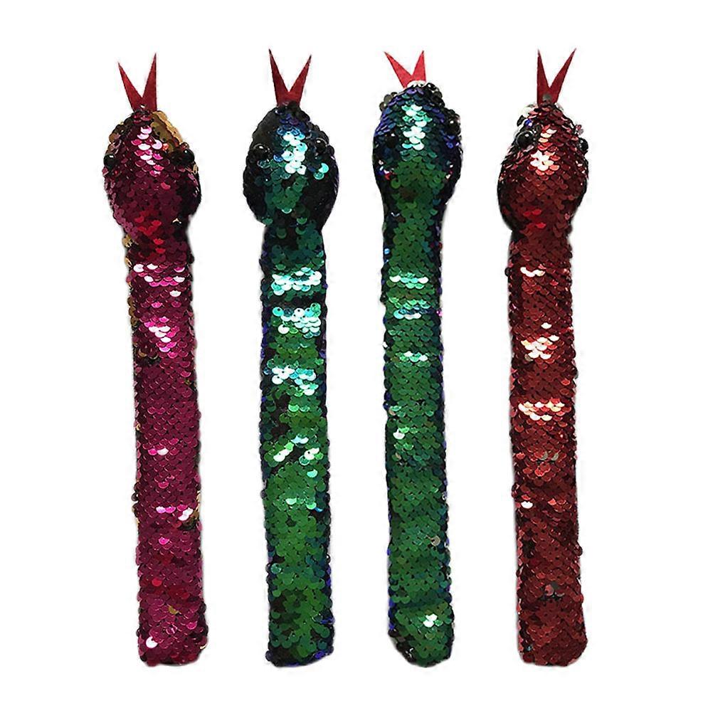 Slap Wrist Bracelets Sequin Snake Design for Kids 4Pcs Assorted