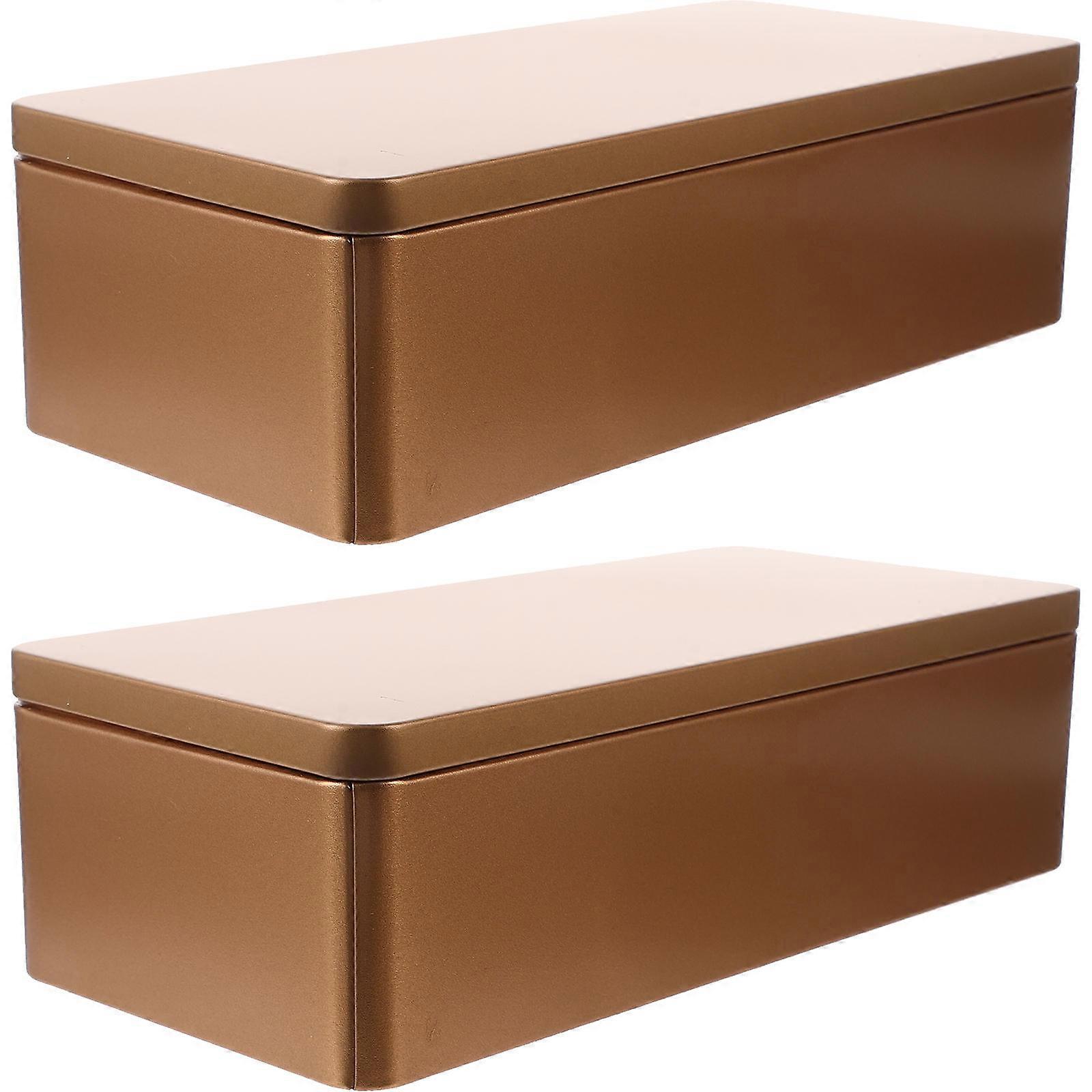 Iron Box Gift Boxes Storage Use 2Pcs Rectangular Tin Boxes with Lid