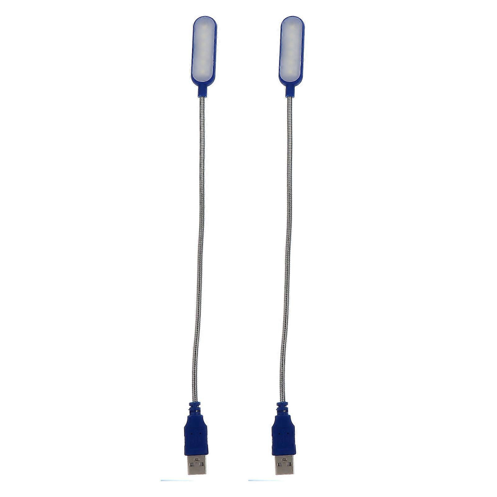 Mini USB Laptop Lamp for Computer Reading 2Pcs Blue Flexible Metal