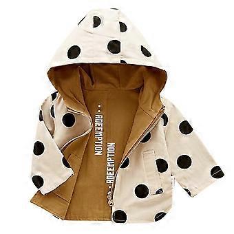Jaqueta infantil de primavera/outono para bebês e crianças de 18 a 24 meses, com estampa de bolinhas, mangas compridas e capuz. Ideal para meninas e meninos de 18 a 24 meses.