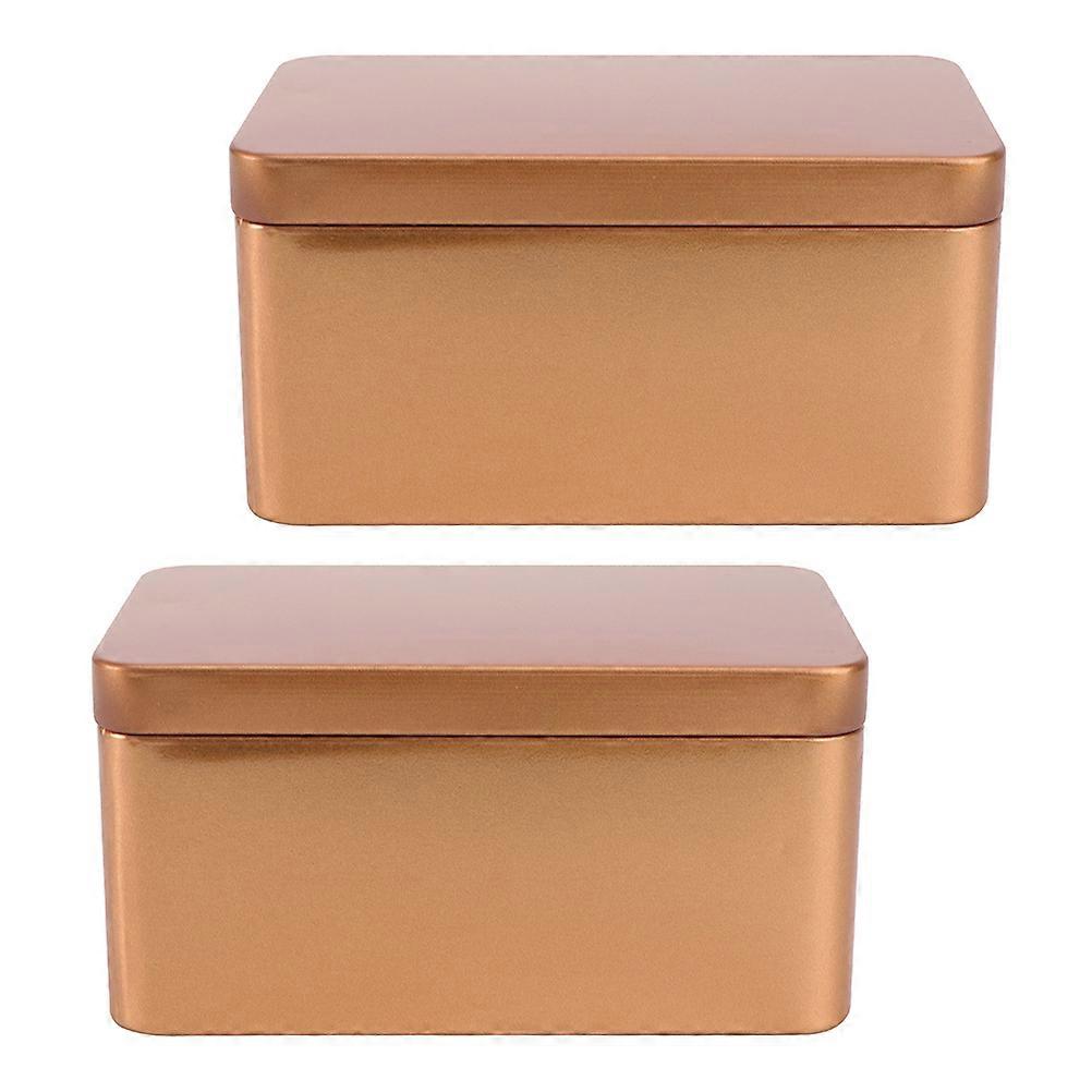 Household Tea Box Rectangular Tinplate Storage Box for Storage 6Pcs Golden