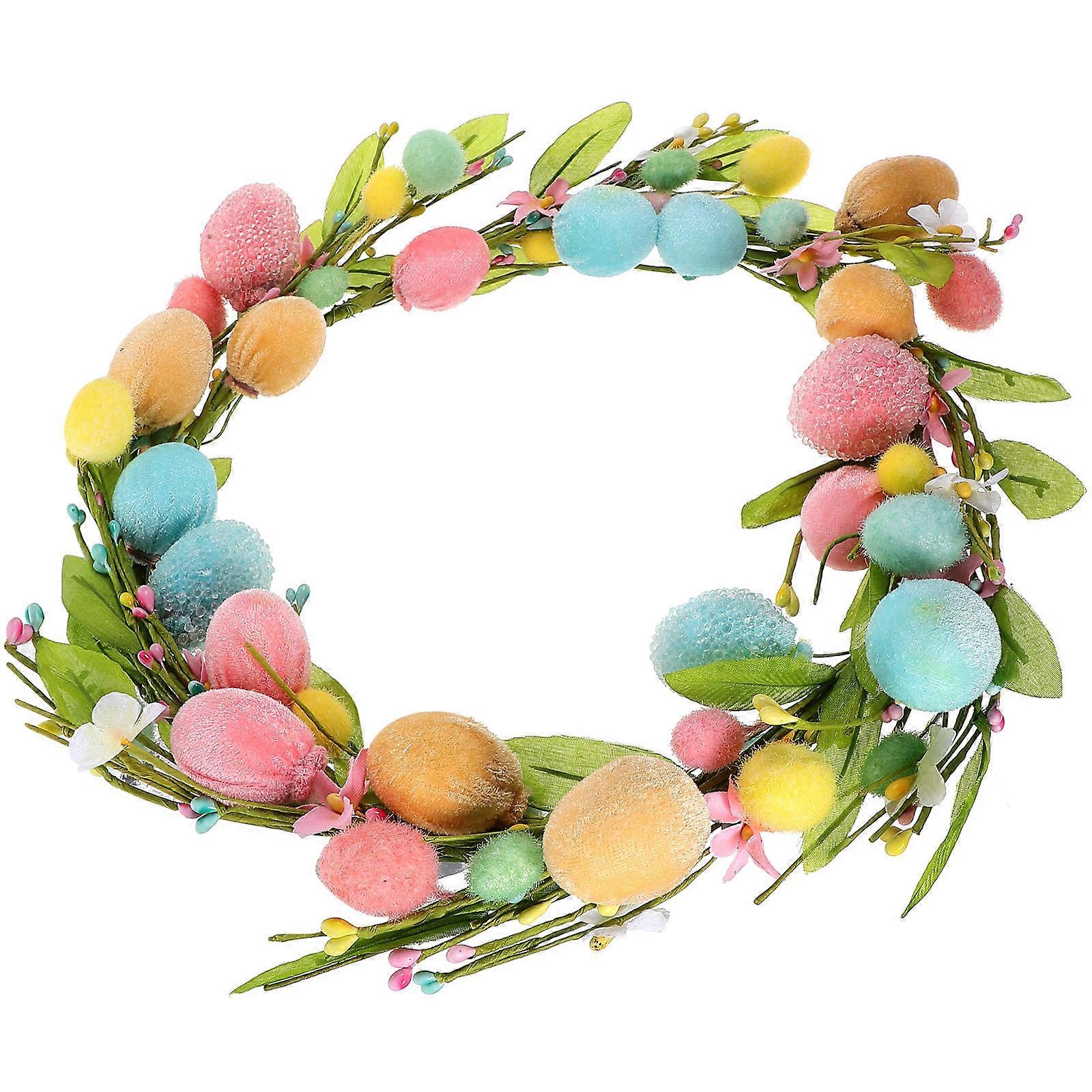 Easter Egg Wreath for Front Door Wall Easter Decoration Spring Easter Garland