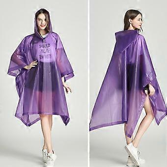 Capa de chuva para adultos, poncho com capuz de comprimento médio em EVA com botões de pressão, impermeável e resistente ao vento para caminhadas ao ar livre.