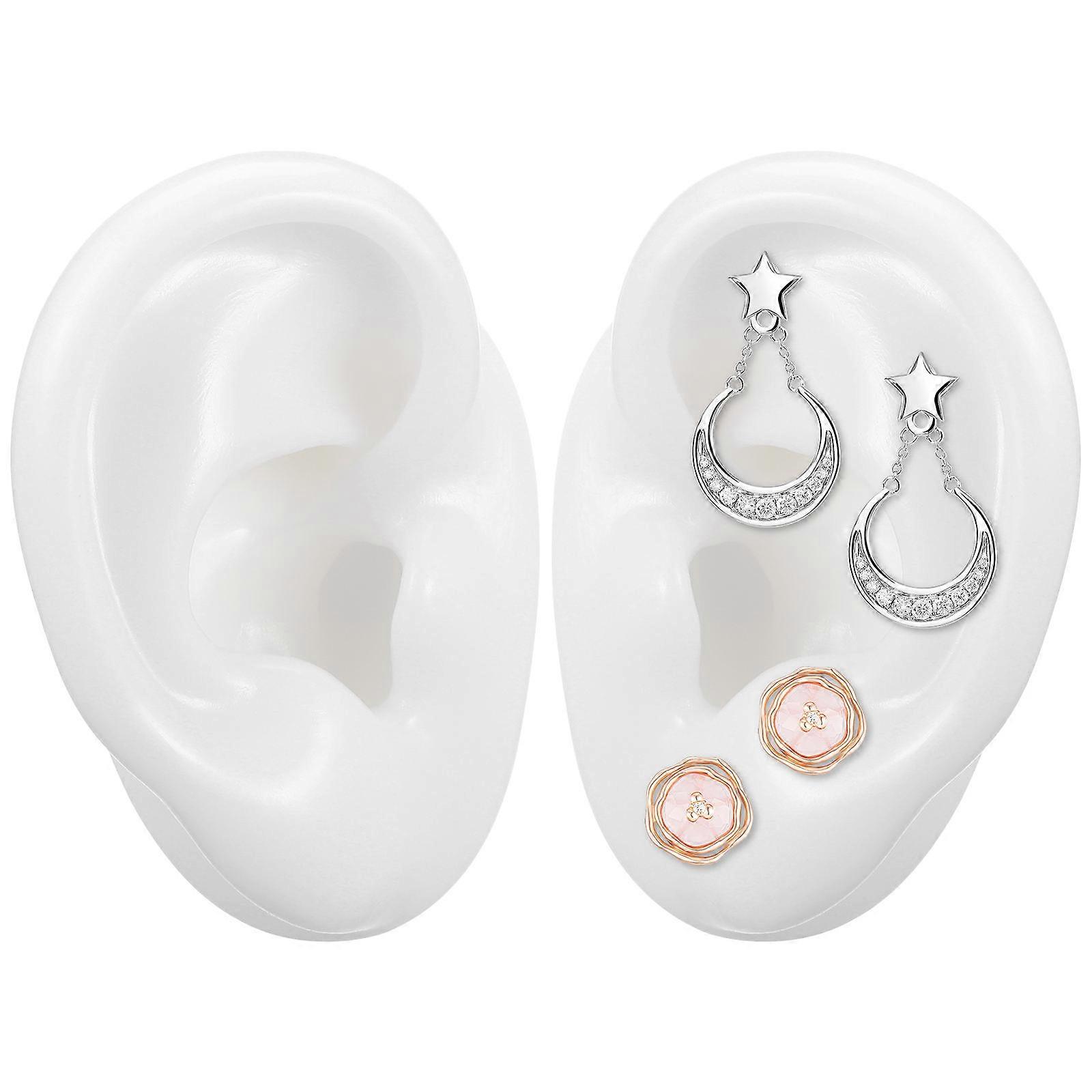 Simulation Ear Model Silicone for Display 4Pairs White Artificial Ear Model