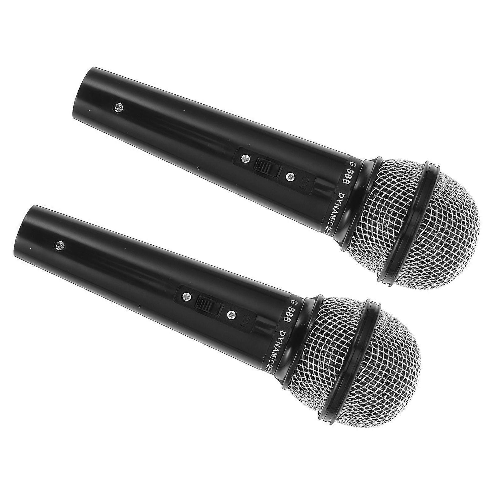Microphone Prop Simulation Microphone Models for Pet Use 2Pcs Black Plastic