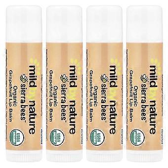 Mild By Nature, Sierra Bees™, Organic Lip Balms, Grapefruit, 4 Pack, 0.15 oz (4.25 g) Each, 4-Pack