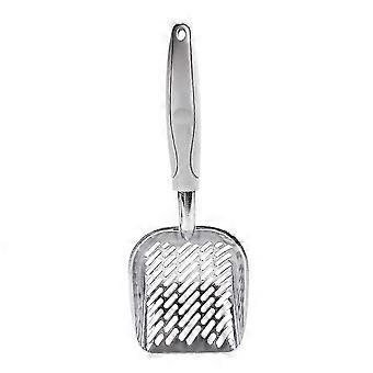 Stainless Steel Grey Solid Cat Litter Sifter Deep Scoop, Pet Litter Cleaning Tool for Filtering Dog and Cat Litter