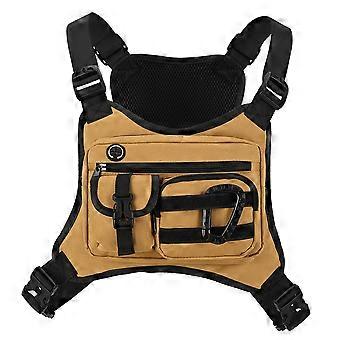 Outdoor borsttas voor mannen en vrouwen, waterdicht vest voor hardlopen, fietsen, borsttas voor sport en workouts, bruin