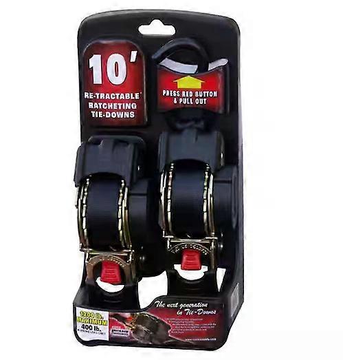 10 Ft. Retractable Ratcheting Tie-Downs (2-Pack)
