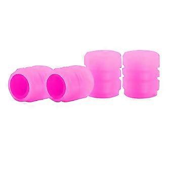 Luminous Tire Valve Cap Fluorescent Night Glowing Air Nozzle Tyre Valve Stem Cover for Car Bicycle Motorcycle Pink