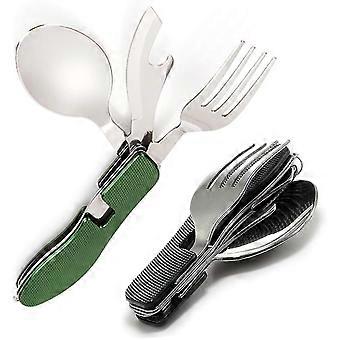 Outdoor Folding Cutlery Stainless Steel Travel Folding Cutlery Outdoor Travel Kit Cutlery Tableware Detachable Camping Cutlery 2 Pieces