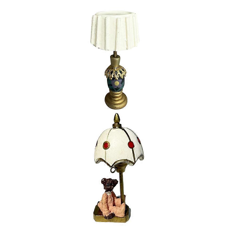 Dollhouse Mini Table Lamp for Decor 2Pcs Adorable Tiny Lights