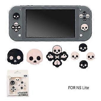 Copri pulsanti in silicone rosa con design a teschio per Nintendo Switch NS Lite.