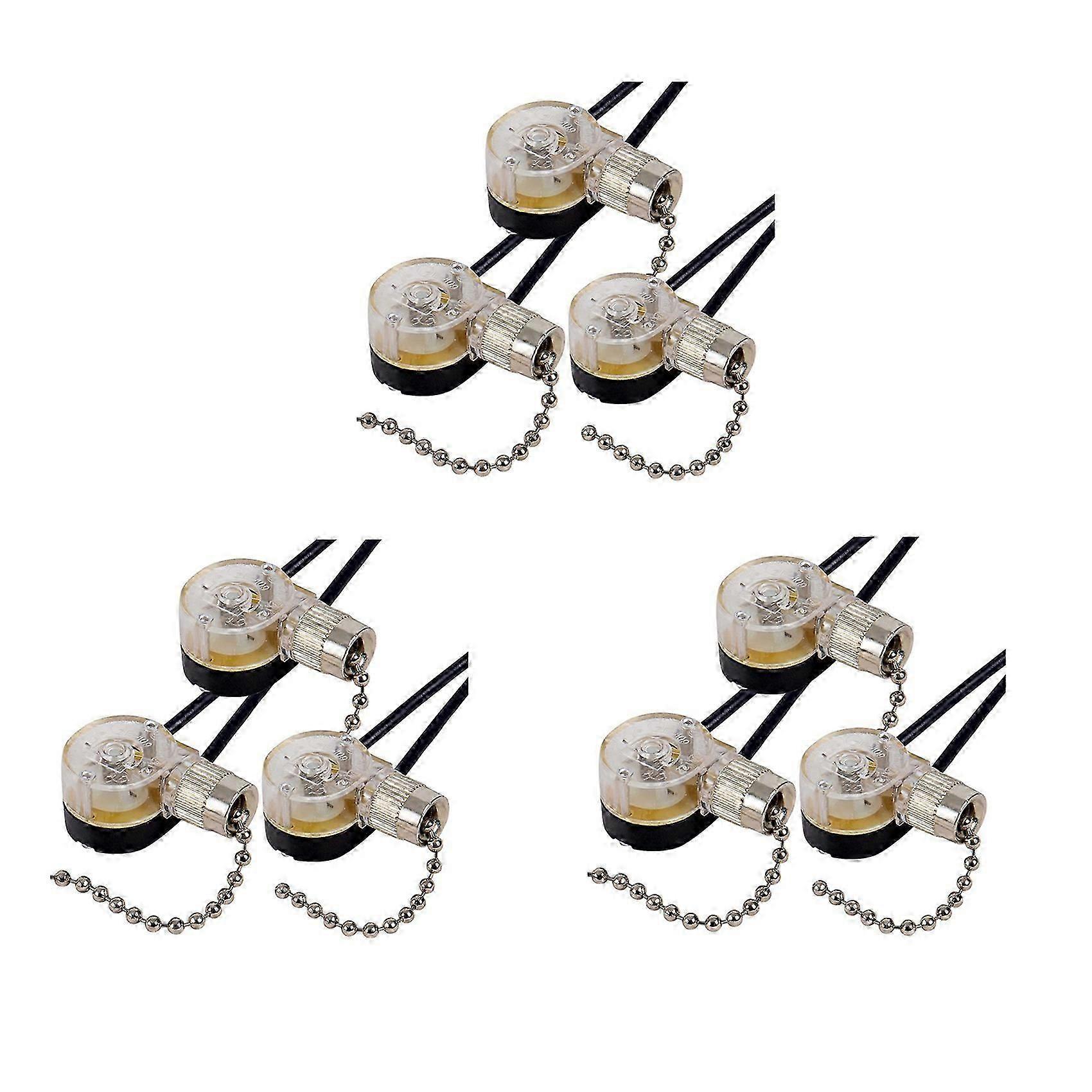 9Pack Ceiling Fan Light Switch ZE-109 Fan Switch Ceiling Pull Chain Switch Replacement (Nickel)